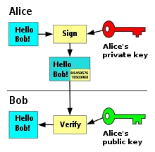Diagram with the flow of Digital Signatures